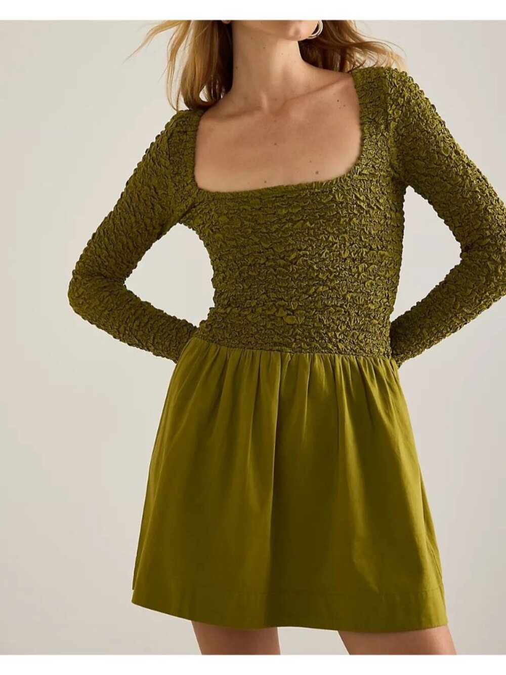 Damson Madder Malinda Super Smocked Mini Dress Y2K Twee Coquette Green Womens 8